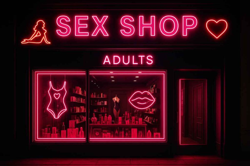 Code visuel d’une enseigne de sex shop : Identité de marque